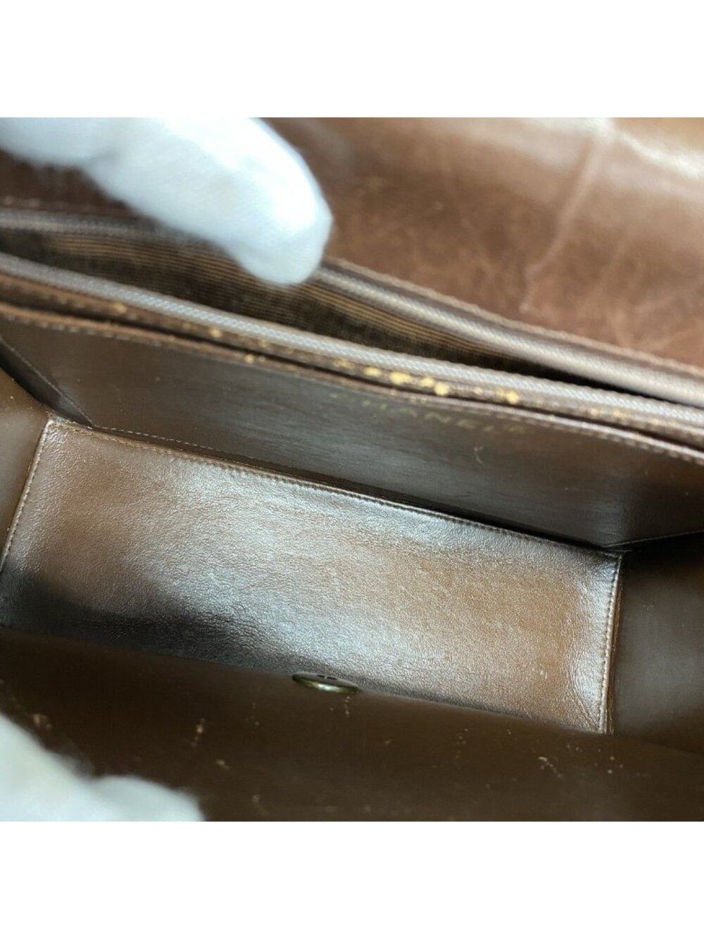 Chanel Shoulder Bag Quilted Lambskin Brown Gold - Picture 4 of 10